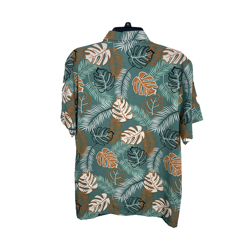 Plus-size beach shirt set Printed shirt  Beach Short-Sleeved Holiday Two-Piece Set Ice-silk loose-fitting