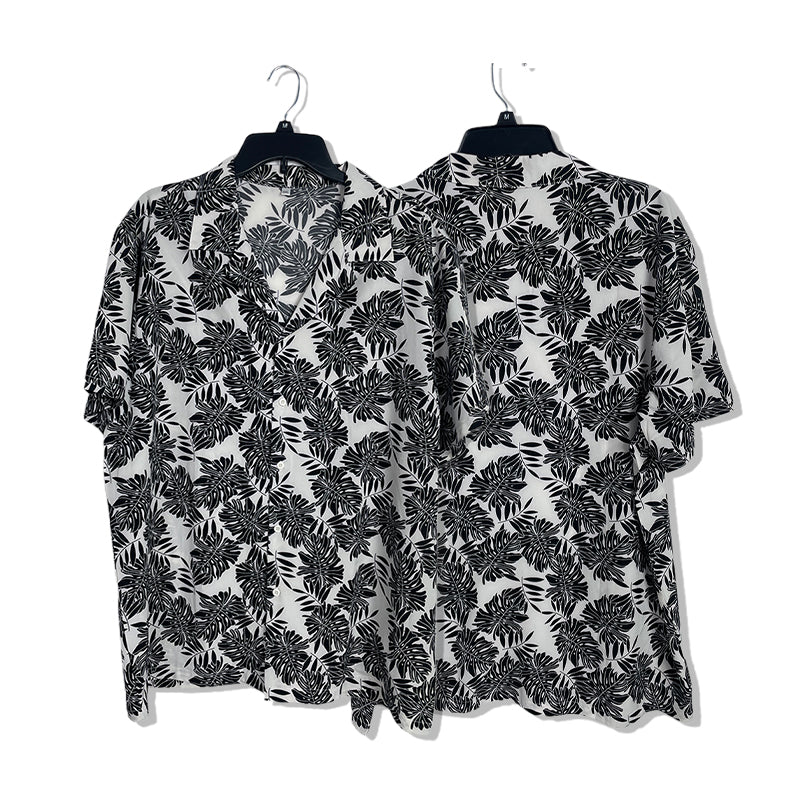 Plus-size beach shirt set Printed shirt  Beach Short-Sleeved Holiday Two-Piece Set Ice-silk loose-fitting