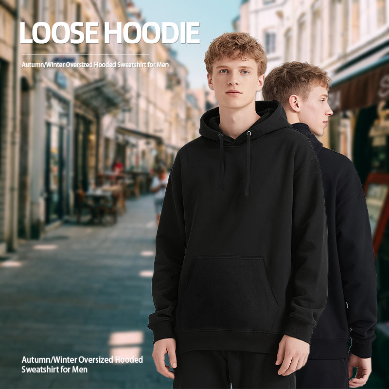 Autumn/Winter Oversized Hooded Sweatshirt for Men Hooded Top  Versatile hoodie Trendy loose-fit lapel top
