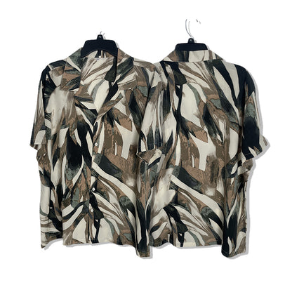 Plus-size beach shirt set Printed shirt  Beach Short-Sleeved Holiday Two-Piece Set Ice-silk loose-fitting