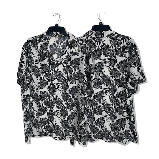 Plus-size beach shirt Printed shirt Black and white
